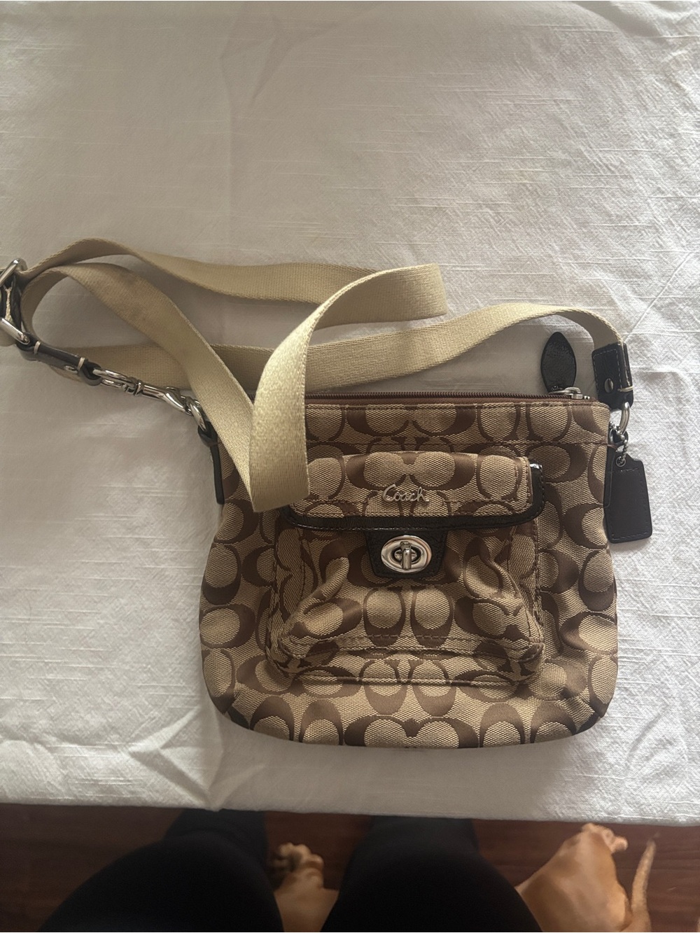 Coach Signature Canvas Crossbody Bag in Khaki